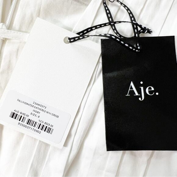 Aje Fallingwater Gathered Mini Dress Ivory Size 4 NWT - Picture 11 of 14